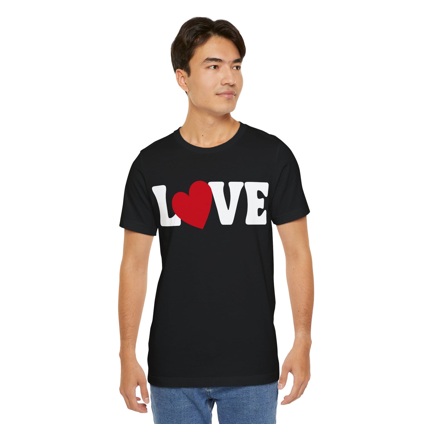 “Love” Unisex T-Shirt with Solid Heart-Shaped “O” [HEART-FELT HAPPINESS!]