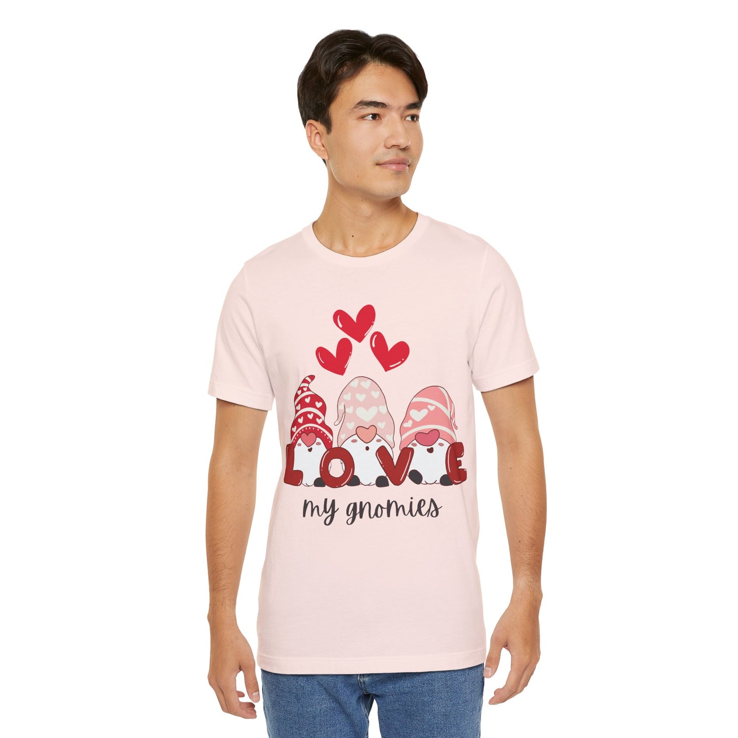 “Love My Gnomes” Unisex T-Shirt with Valentine’s Gnome Trio [GNOME SWEET GNOME!]