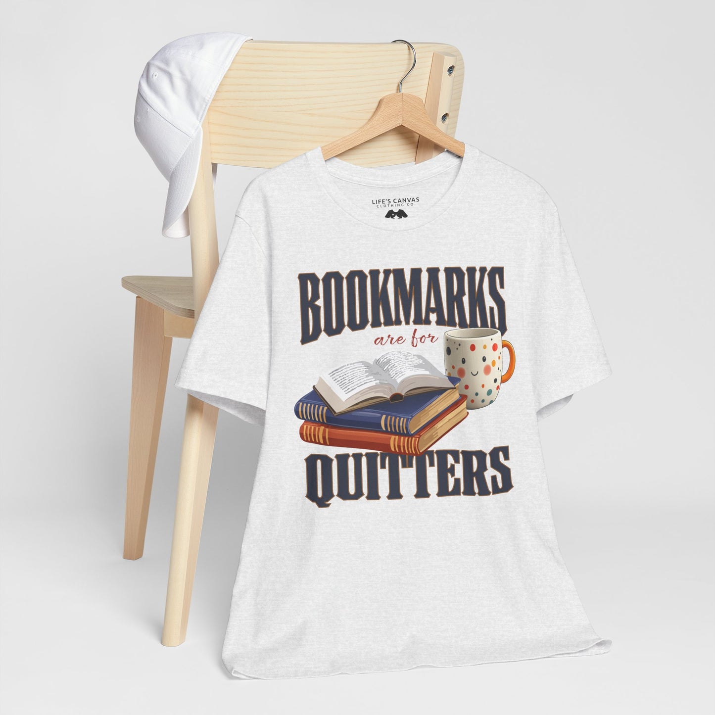 Ash Unisex book lover t-shirt on hanger