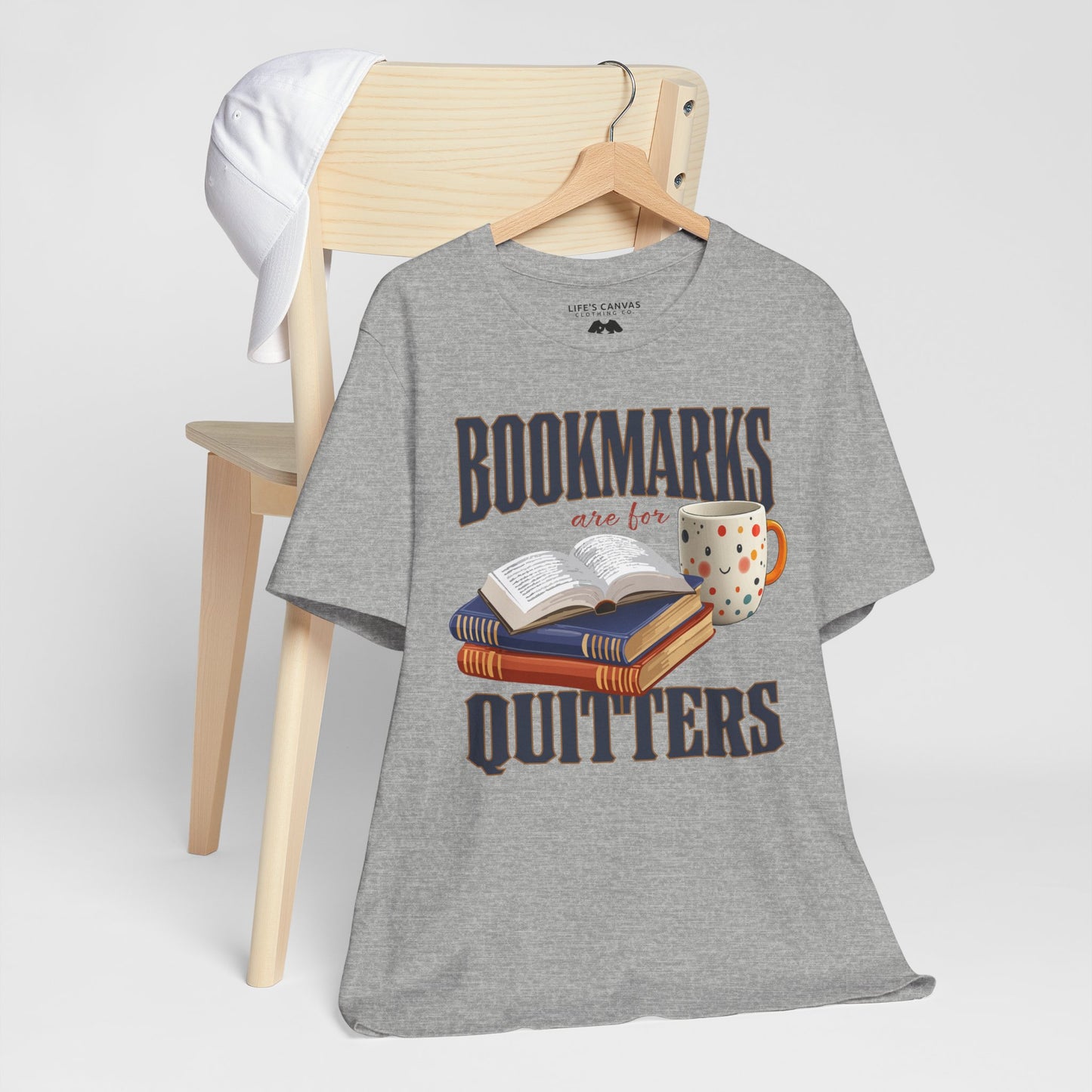 Athletic Heather Unisex book lover t-shirt on hanger