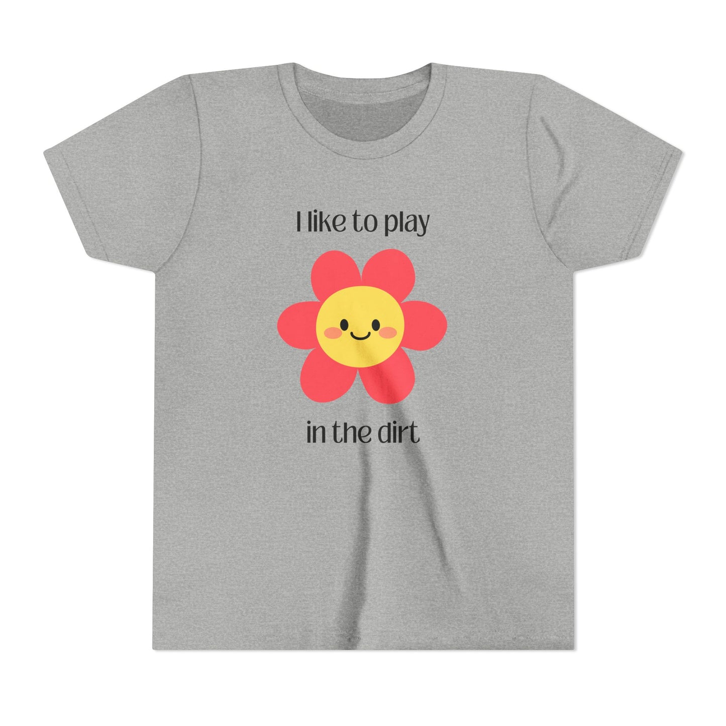  "I like to play in the dirt"- Athletic Heather tee with pink flower