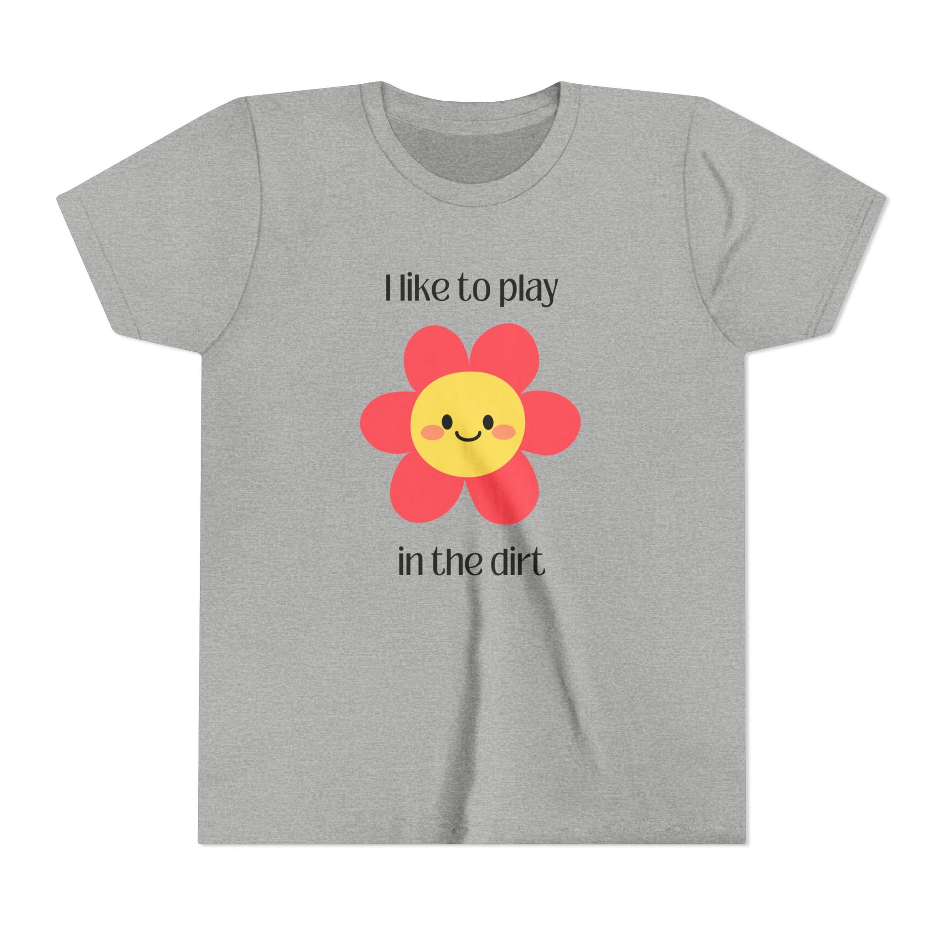  "I like to play in the dirt"- Athletic Heather tee with pink flower