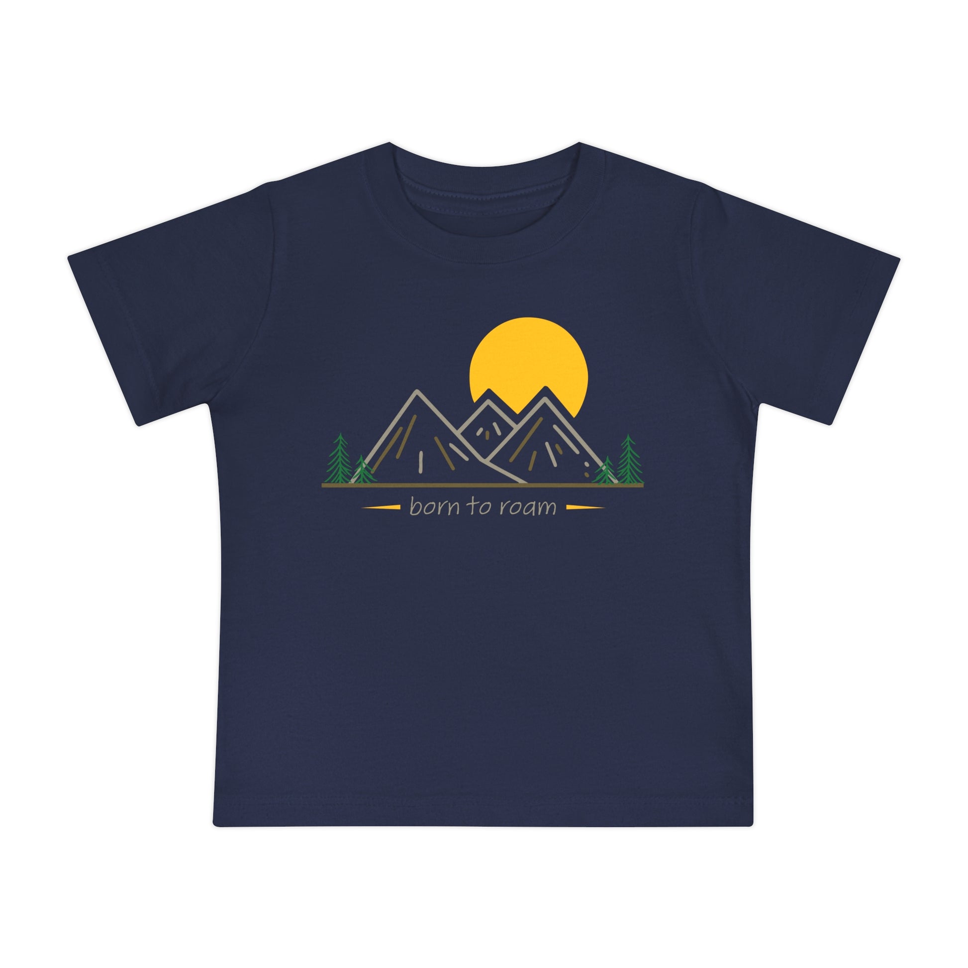 Navy baby t-shirt Born to Roam 