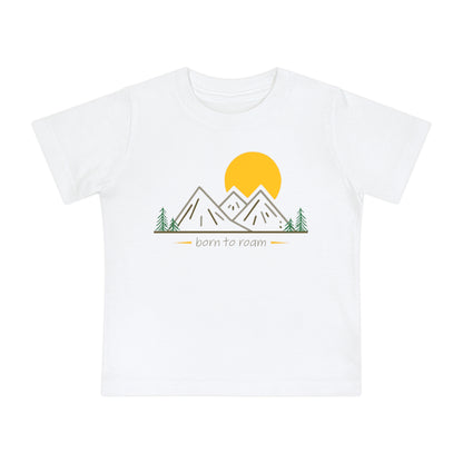 White baby t-shirt Born to Roam 