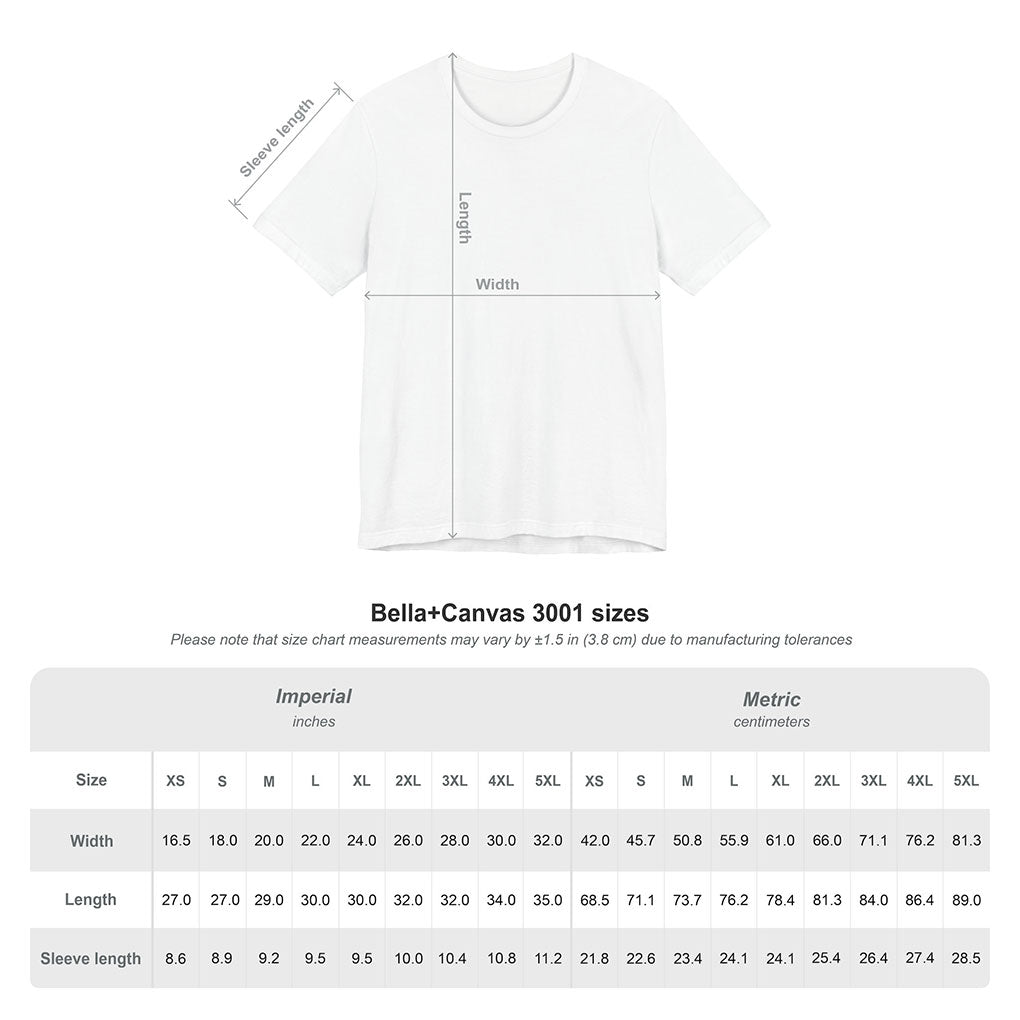 Bella+Canvas 3001 Size-Chart