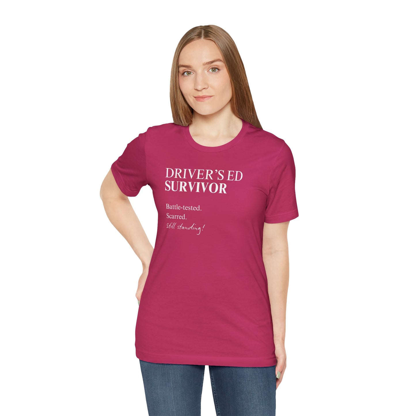 Berry drivers ed survivor tee  front on model
