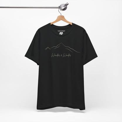 Minimalist unisex mountain t-shirt  for nature lovers in black