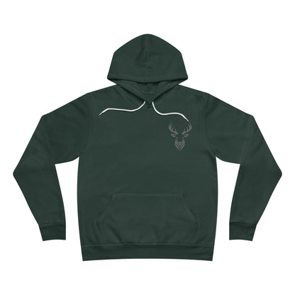 "Deer Hunters Will Do Anything for a Buck" fleece pullover- Flat Front View in Forest
