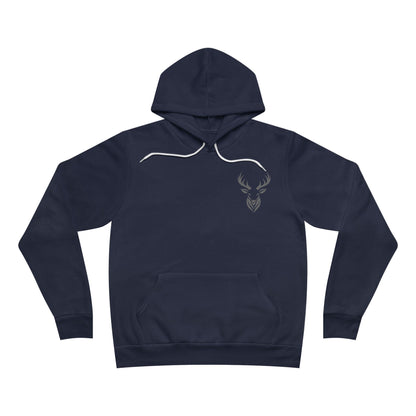 "Deer Hunters Will Do Anything for a Buck" fleece pullover- Flat Front View in Navy