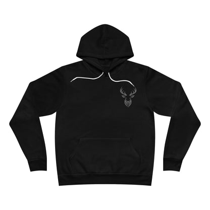 "Deer Hunters Will Do Anything for a Buck" fleece pullover- Flat Front View in black