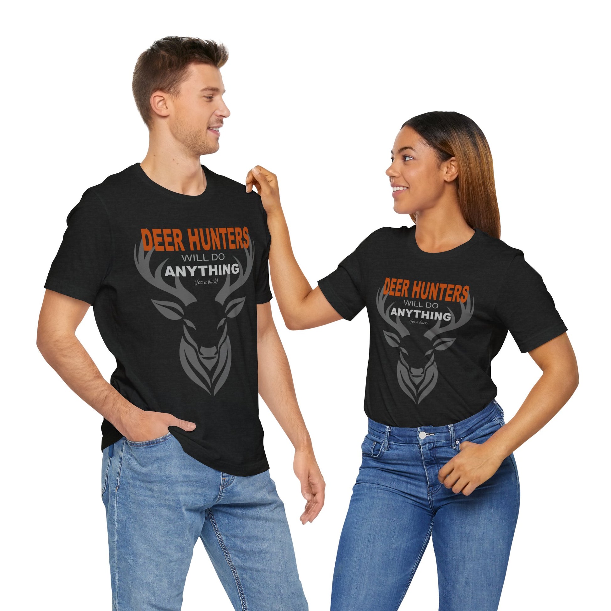 Funny buck hunting shirt  on a couple- black tee