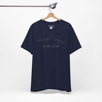 Minimalist unisex mountain t-shirt  for nature lovers in navy