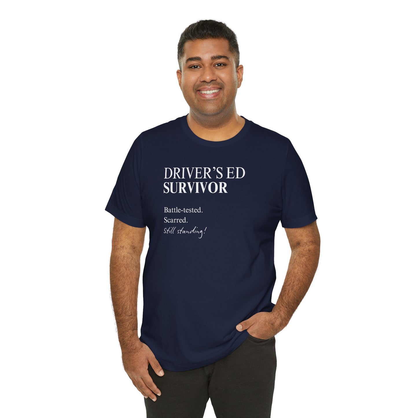 Navy drivers ed survivor tee  front on model
