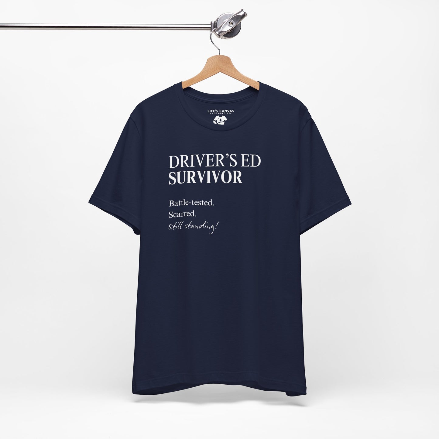 Navy drivers ed survivor tee on hanger