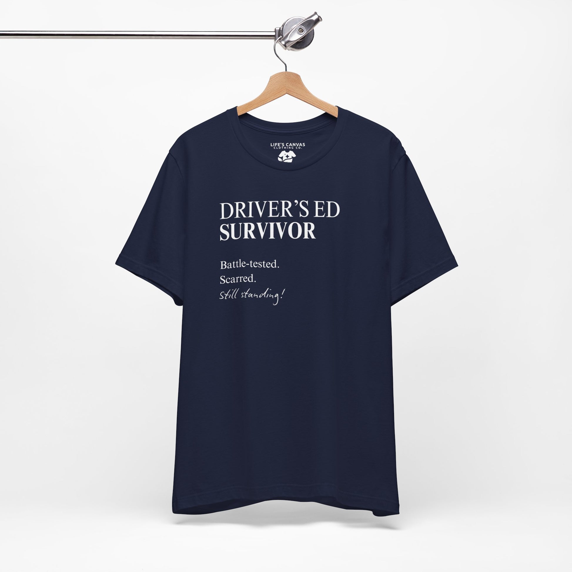 Navy drivers ed survivor tee on hanger