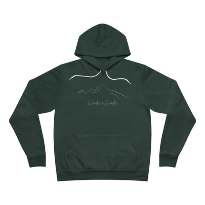 Soft pullover hoodie with minimalist "Wander and Wonder" graphic- Forest