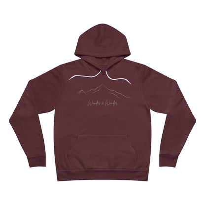 Soft pullover hoodie with minimalist "Wander and Wonder" graphic- Maroon