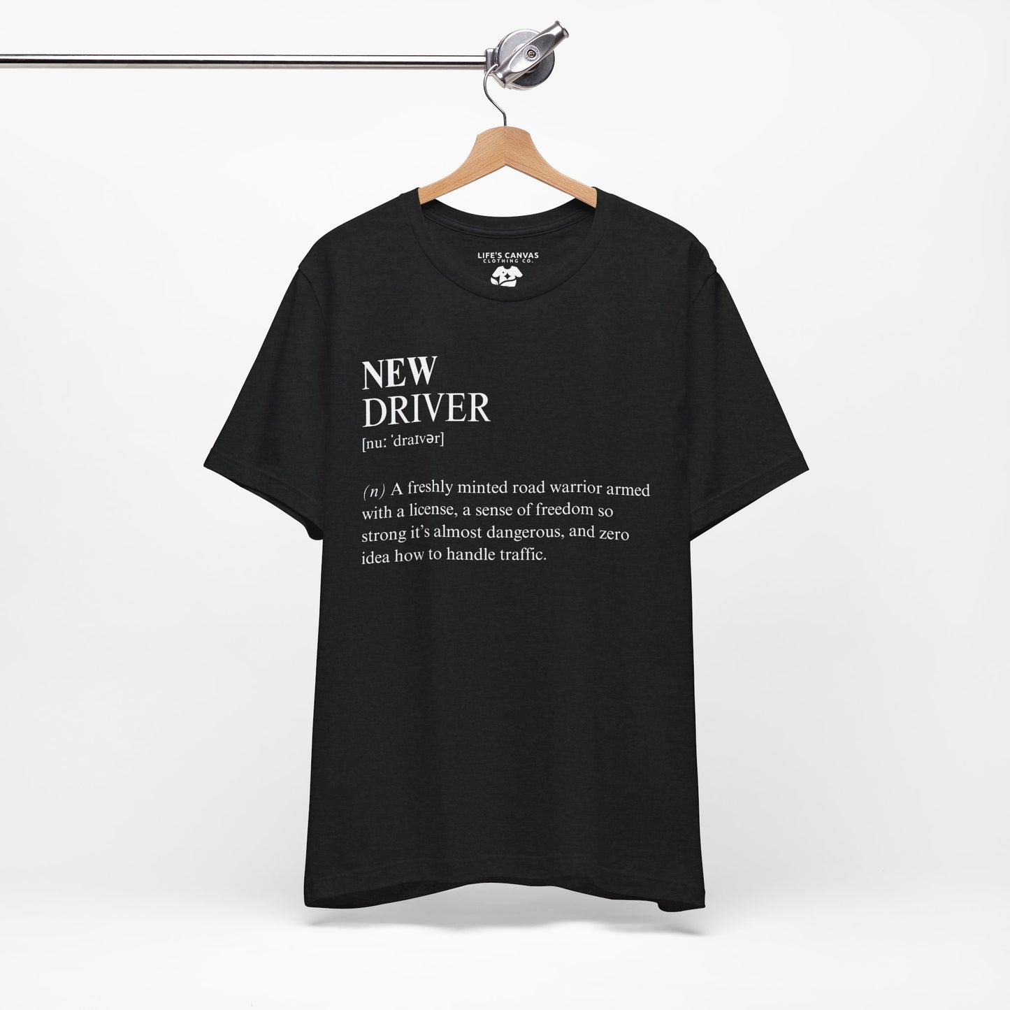 Solid black blend new driver definition shirt.