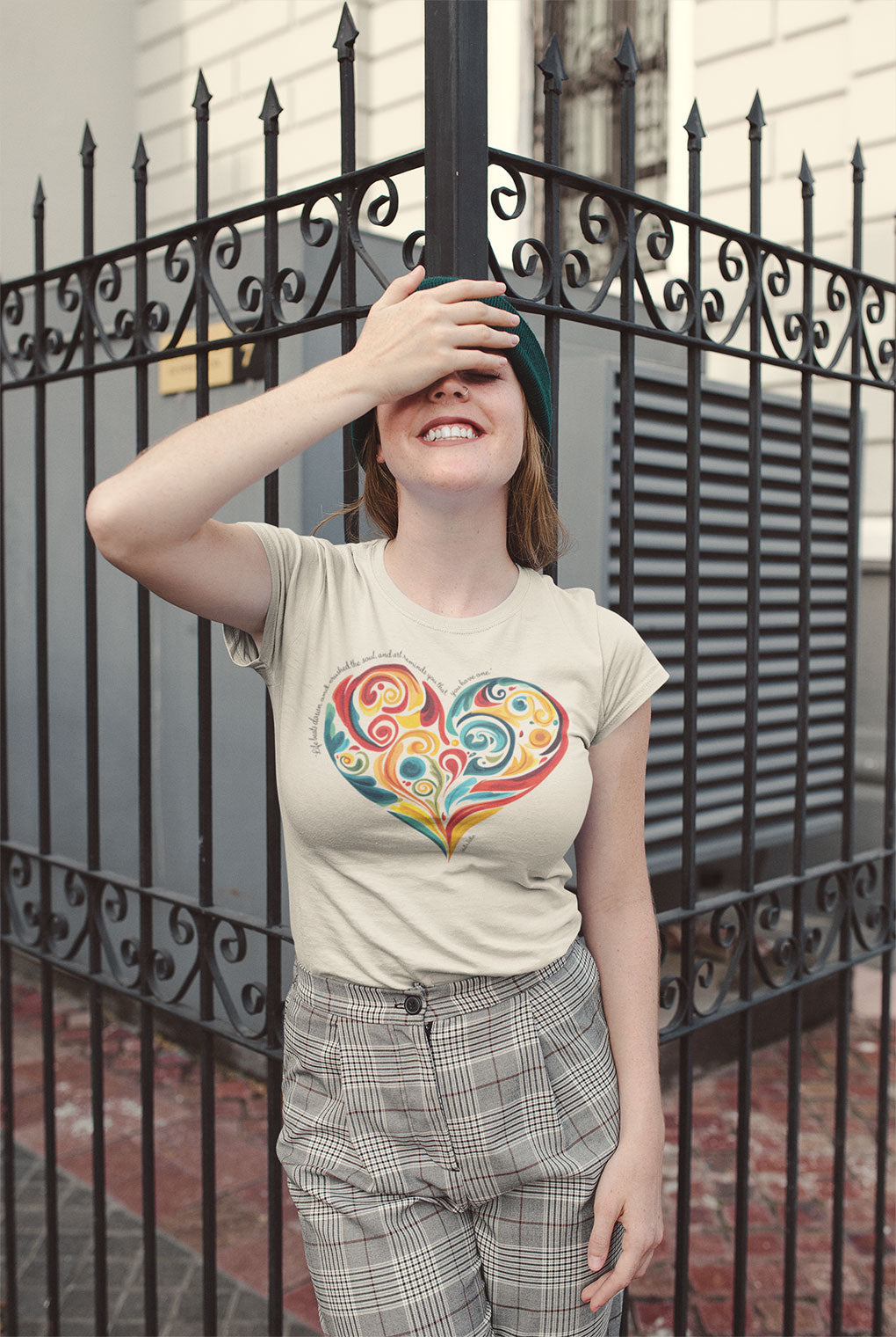Unisex t-shirt with Stella Adler quote and heart swirl design