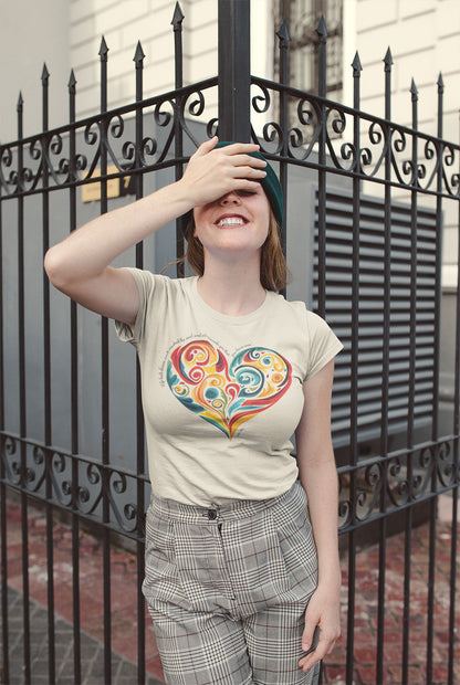 Unisex t-shirt with Stella Adler quote and heart swirl design