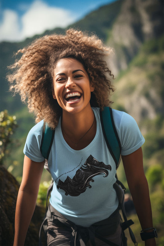 Unisex t-shirt with sketched mountain design and John Muir quote