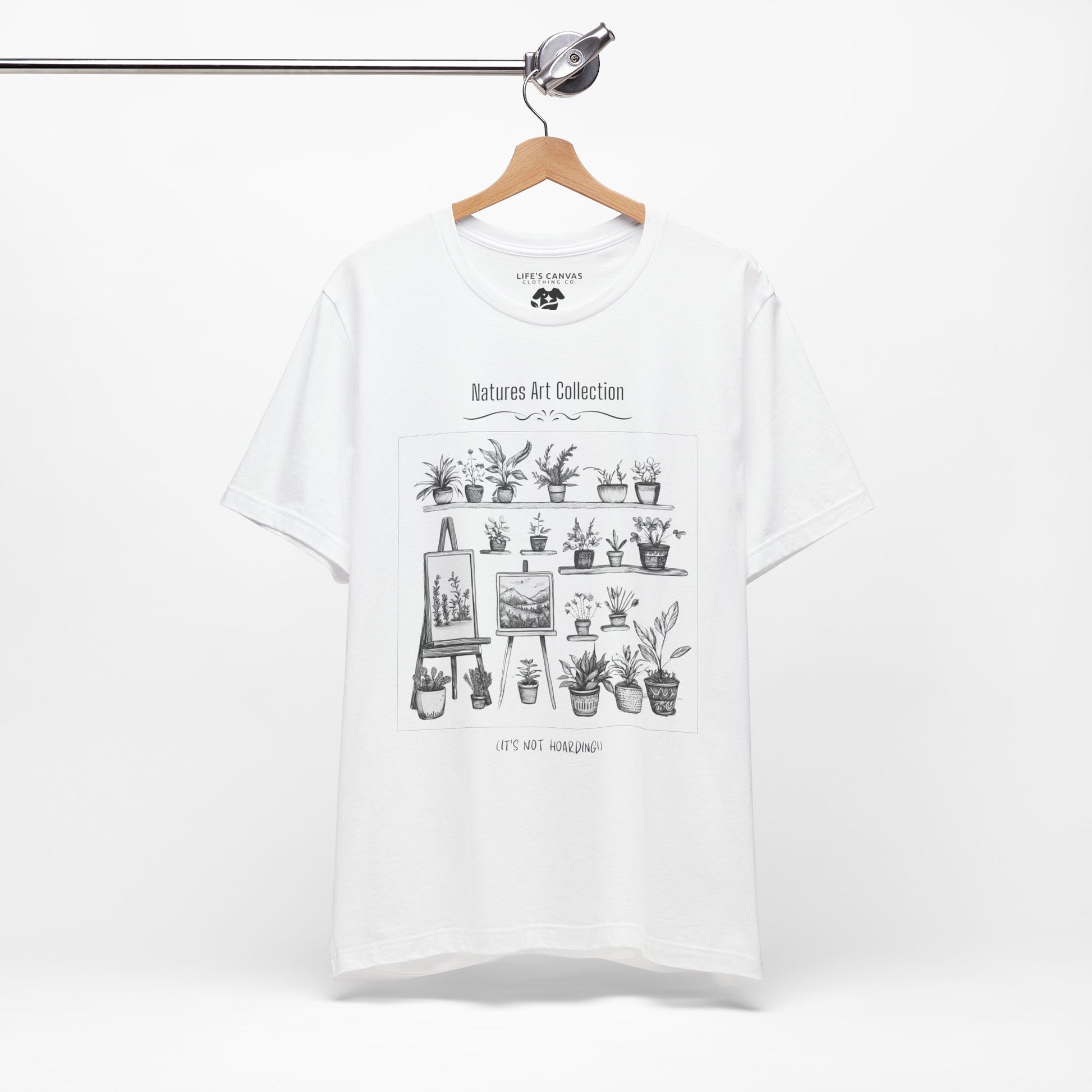 Unisex white t-shirt for "Natures Art Collection"  on hanger