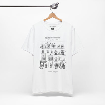 Unisex white t-shirt for "Natures Art Collection"  on hanger