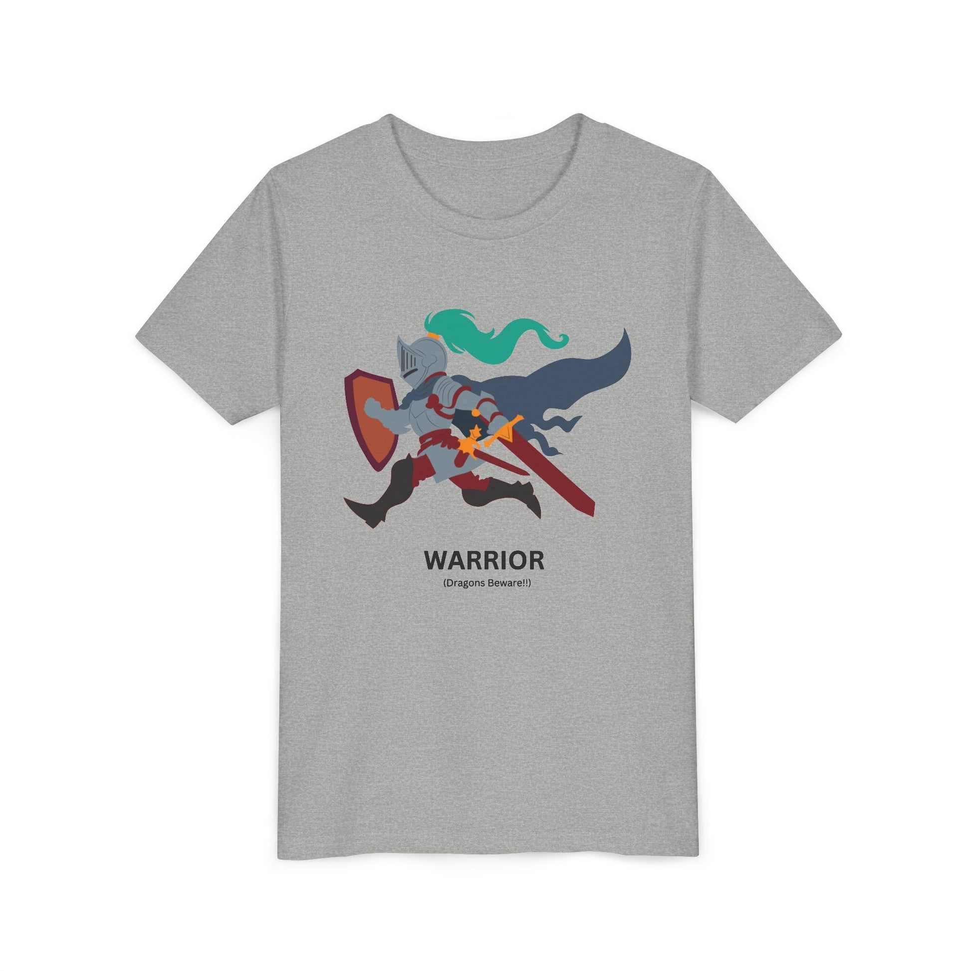 Warrior (Dragons Beware) graphic Athletic Heather tee - flat