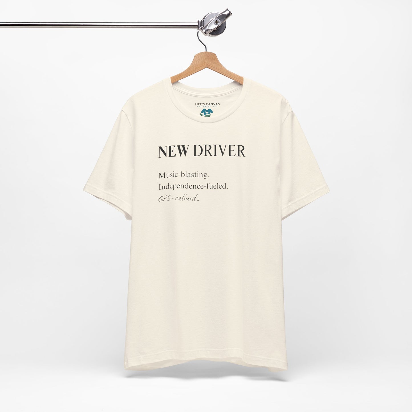 new driver unisex t-shirt on hanger- natural