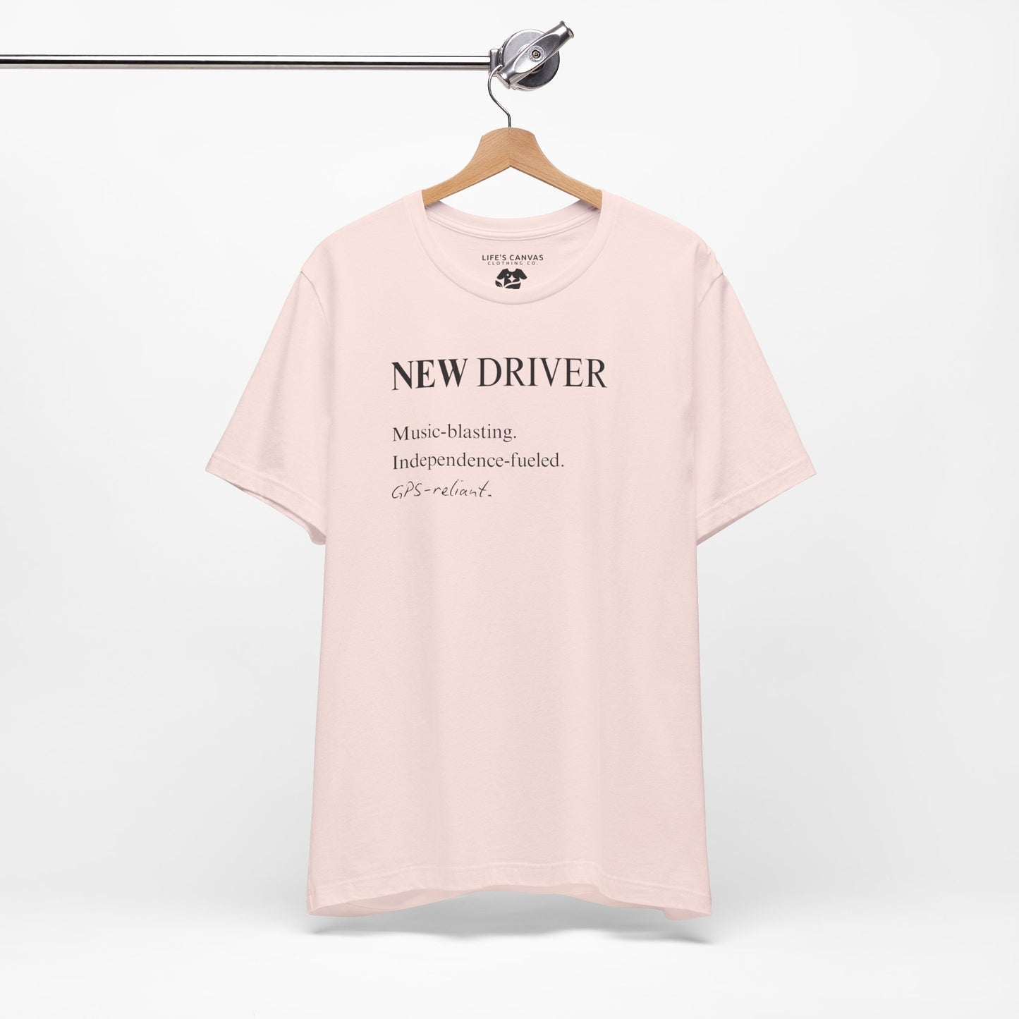 new driver unisex t-shirt on hanger- soft pink