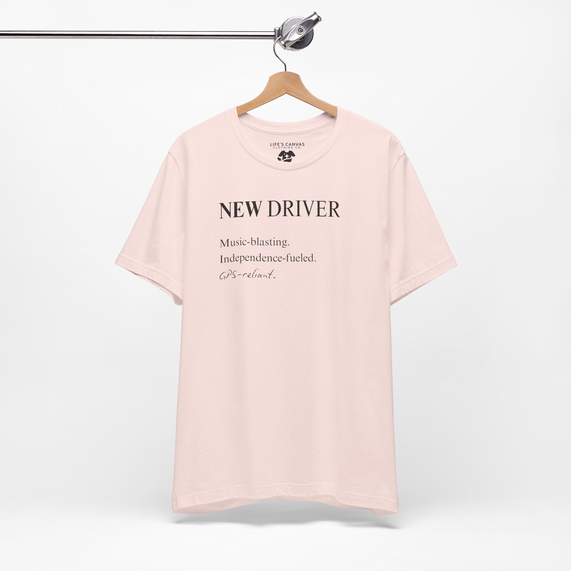 new driver unisex t-shirt on hanger- soft pink