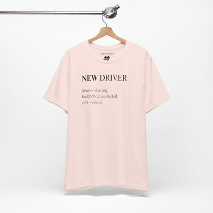 new driver unisex t-shirt on hanger- soft pink