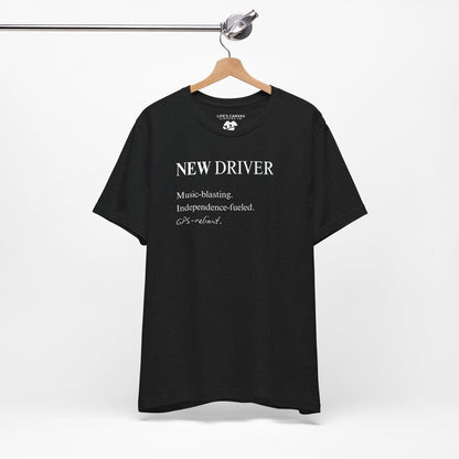 new driver unisex t-shirt on hanger- solid black blend