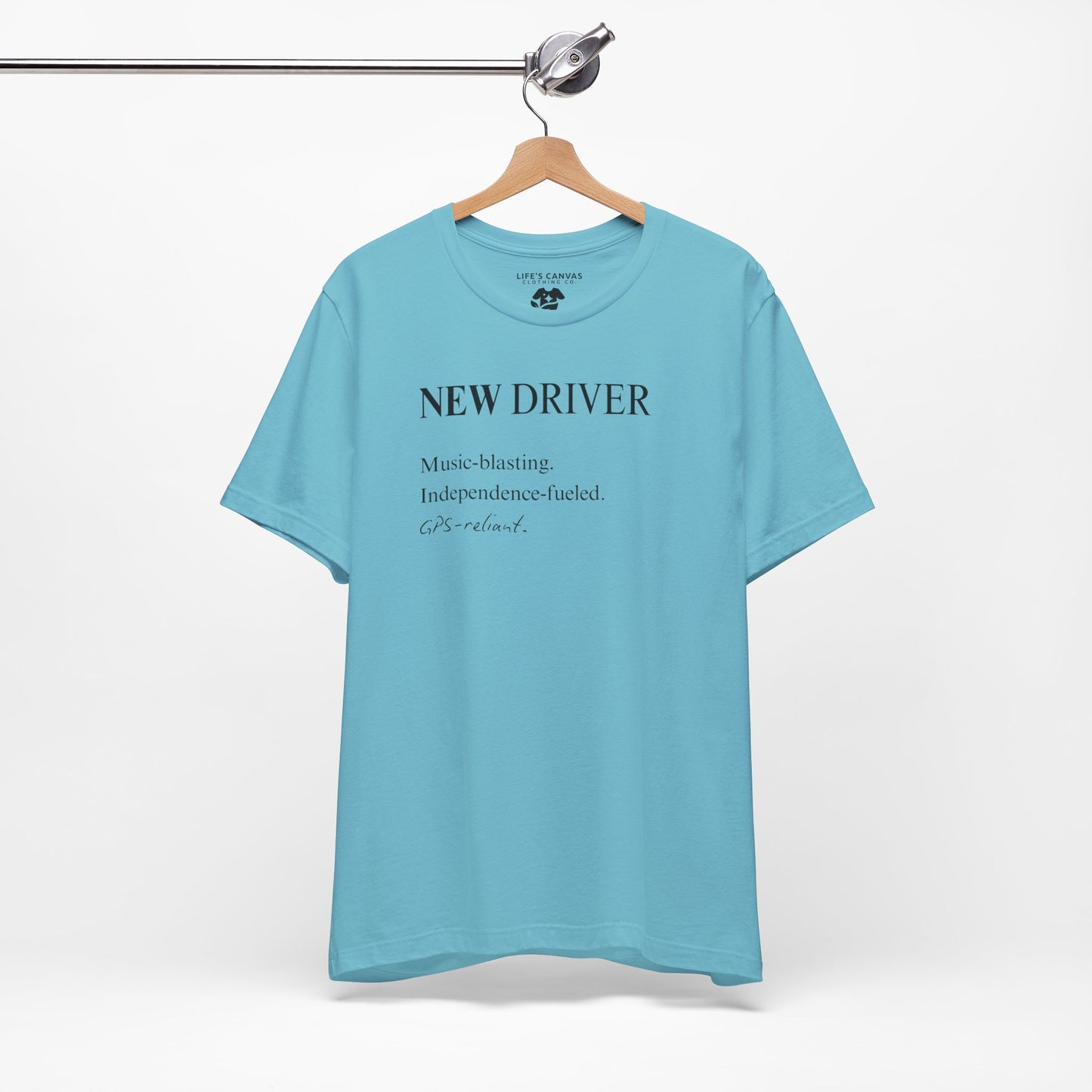 new driver unisex t-shirt on hanger- turquoise