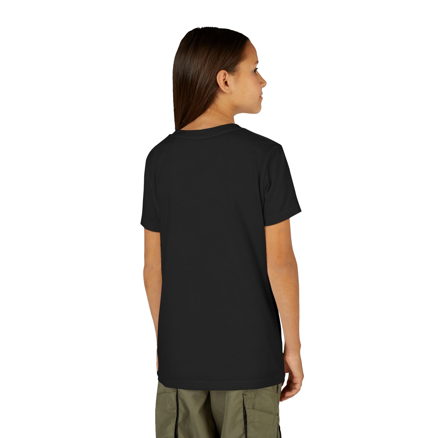 Youth minimalist black shirt - Modeled back view