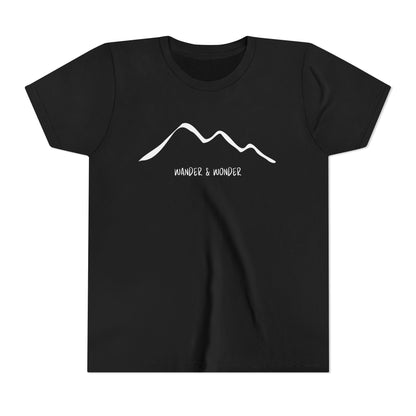 “Wander and Wonder” youth minimalist black shirt outdoor style