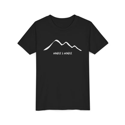 “Wander and Wonder” youth minimalist black shirt outdoor style long