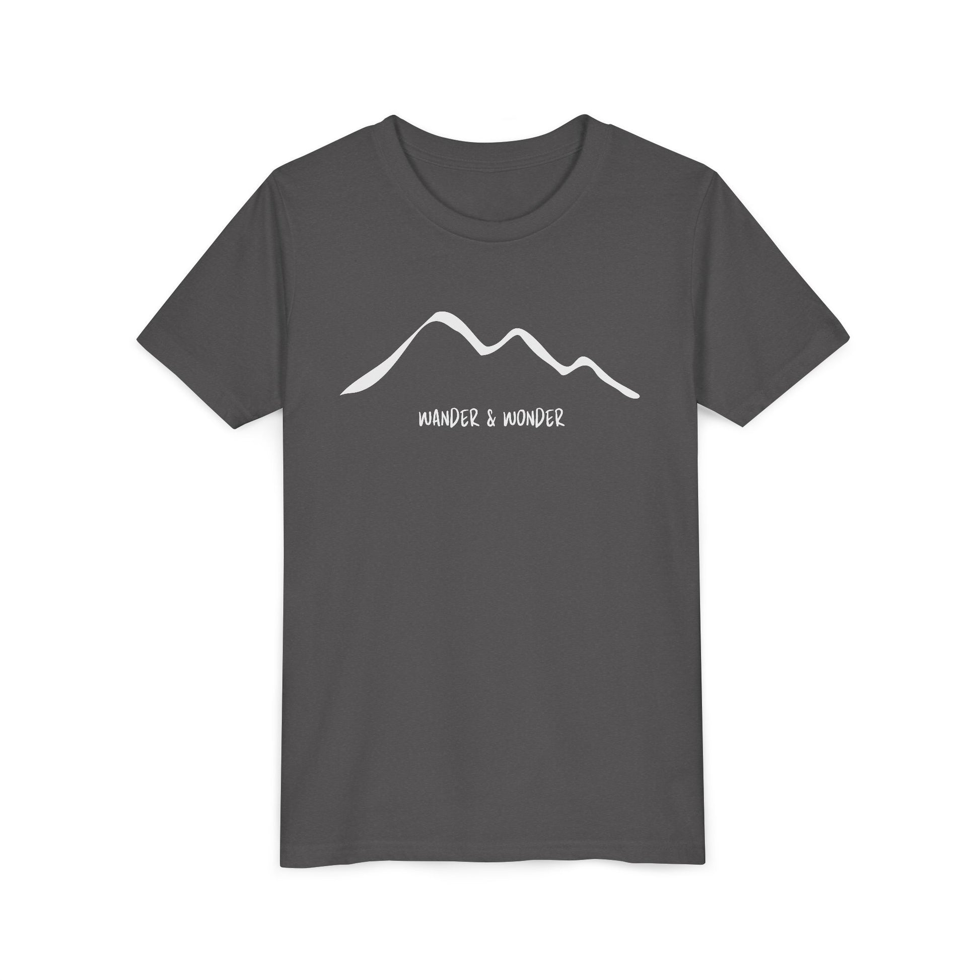 “Wander and Wonder” youth minimalist asphalt shirt outdoor style- long
