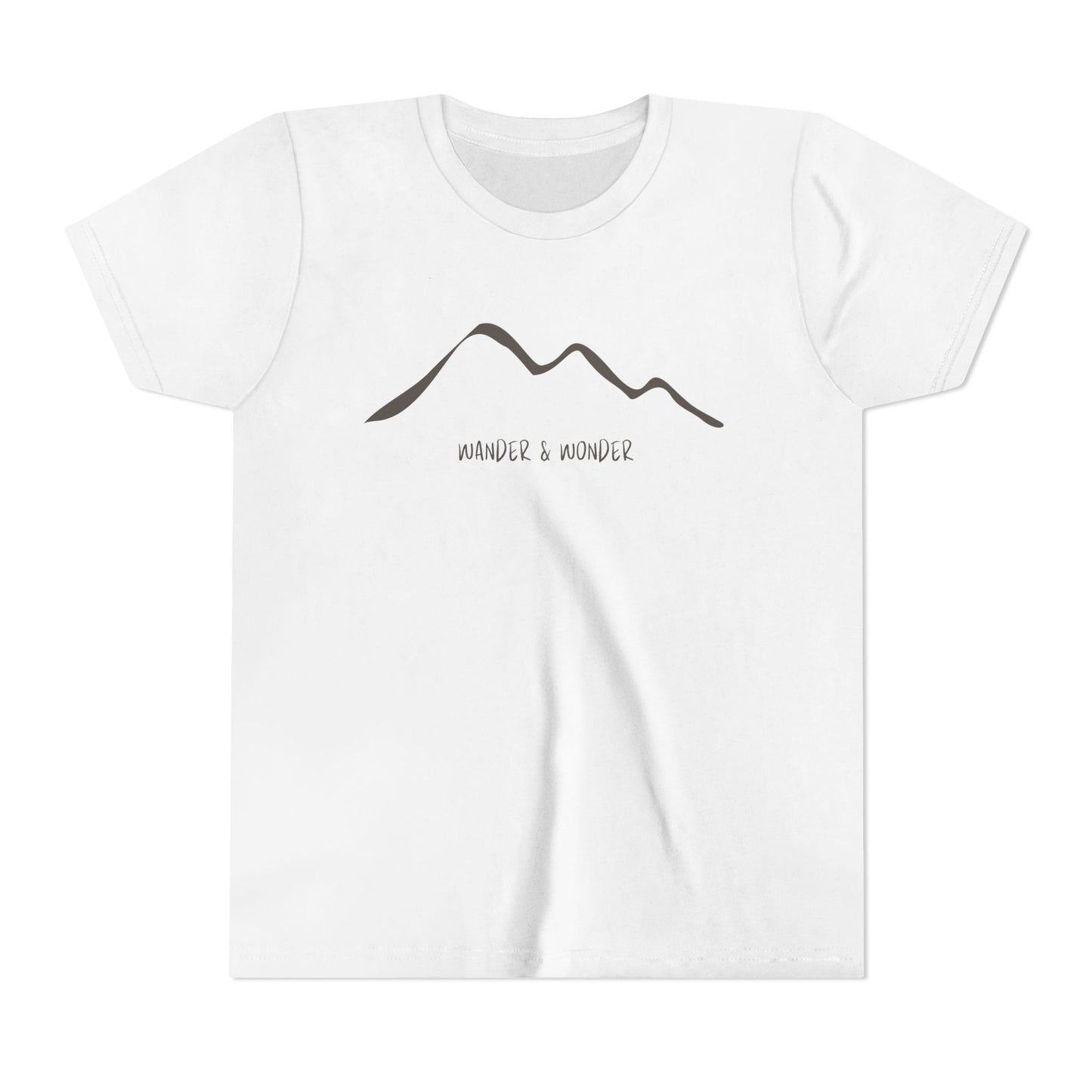 “Wander and Wonder” youth minimalist white shirt outdoor style
