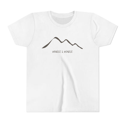 “Wander and Wonder” youth minimalist white shirt outdoor style
