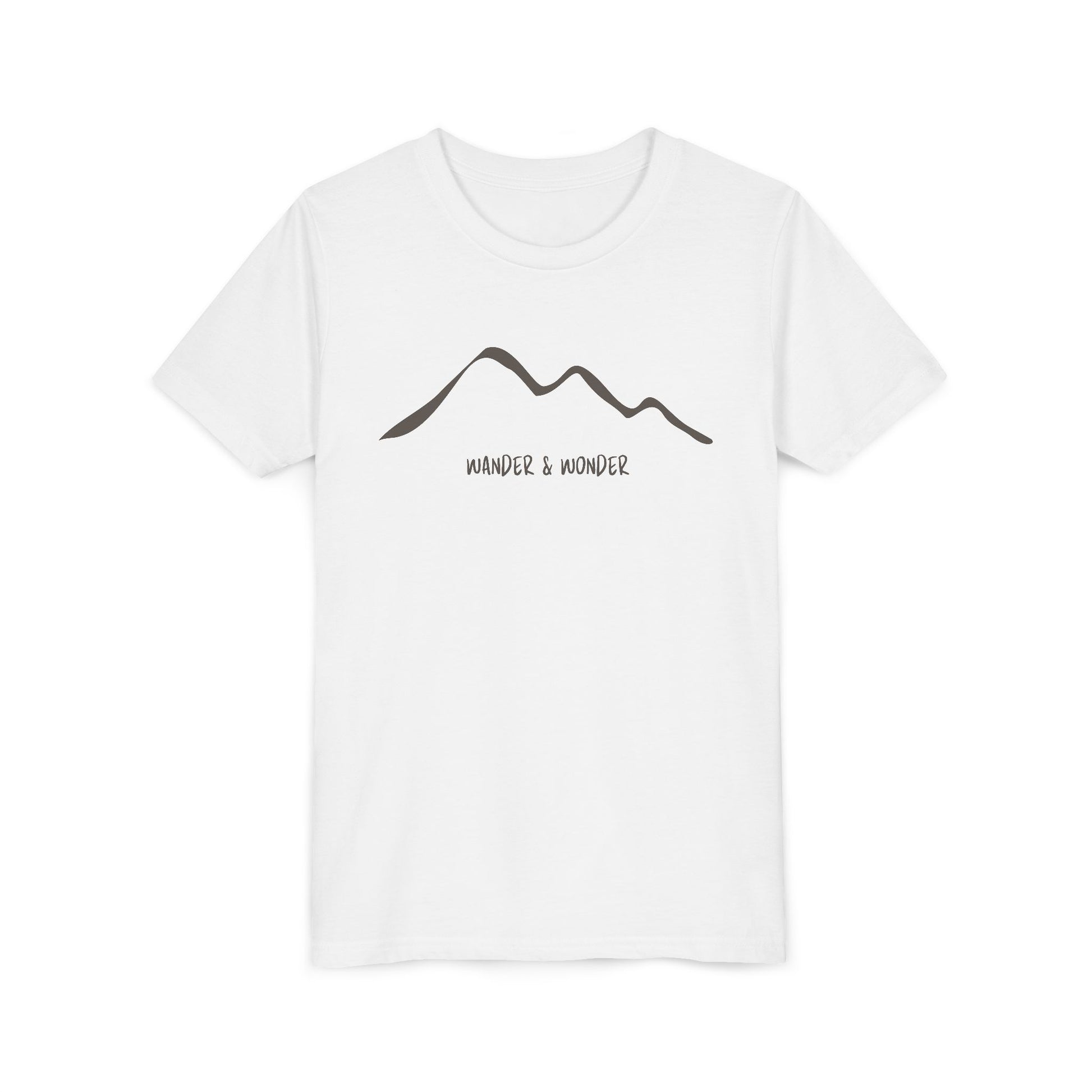 “Wander and Wonder” youth minimalist white shirt outdoor style- long