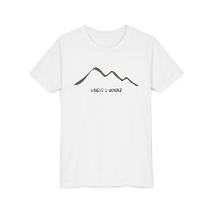 “Wander and Wonder” youth minimalist white shirt outdoor style- long